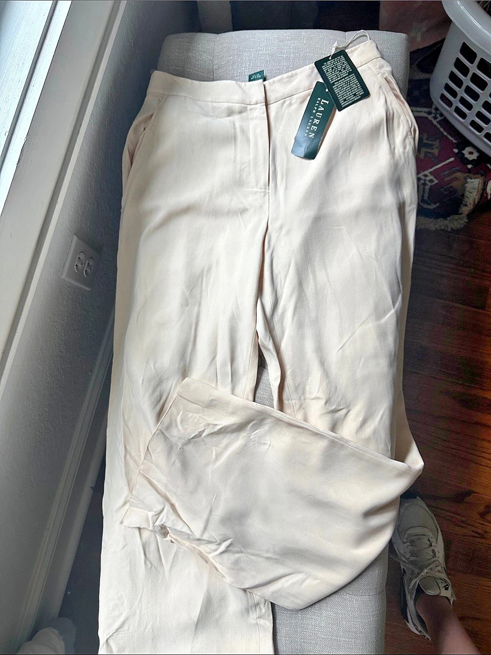 Silk Lauren Ralph Lauren Cream Pants Size 6 NWT